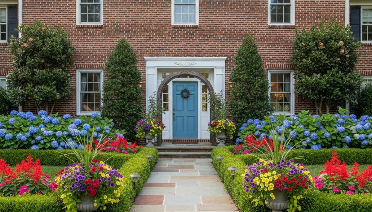 Front yard landscape design with vibrant plants and shrubs in Columbia, MO by Chop Chop Landscaping