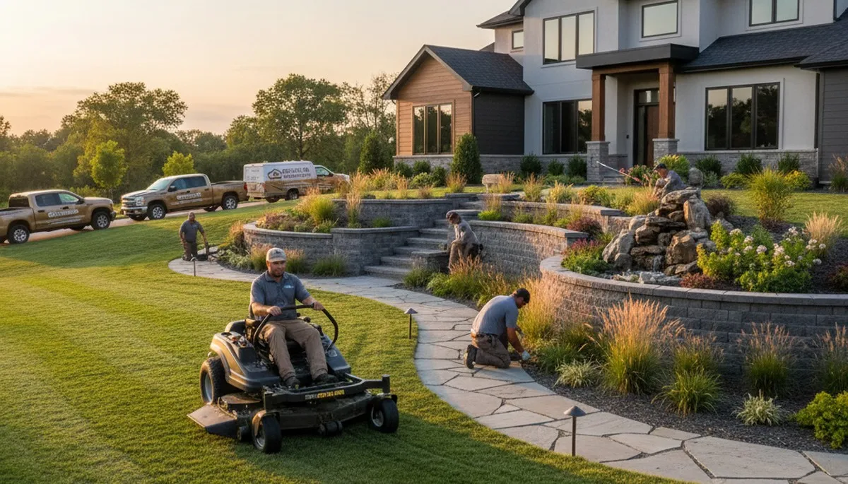 Landscaping team in Columbia, MO designing a custom landscape for a residential property