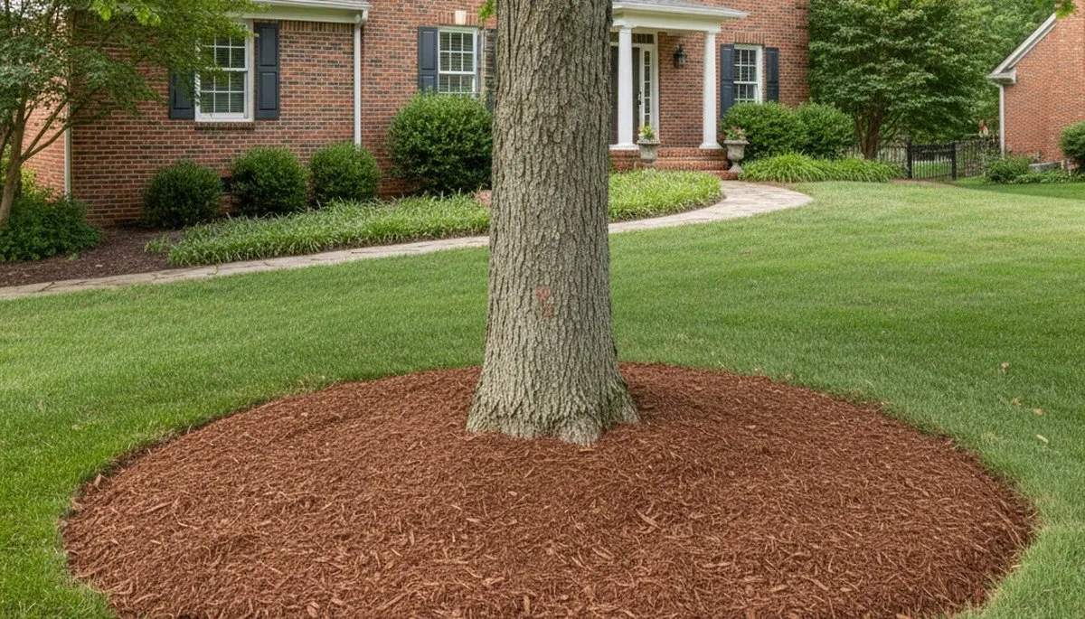 Professional circular tree ring mulching in Columbia, MO by Chop Chop Landscaping